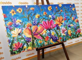 Картина на платно – Цветни цветя на ливада