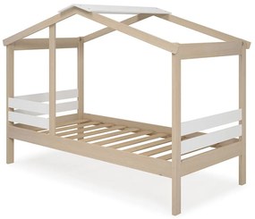 Бяло/естествено легло за къща от бор 90x190 cm Angel - Marckeric