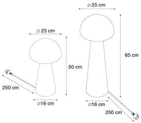 Комплект от 2 интелигентни външни подови лампи черни 50 см и 65 см - Mushroom