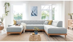 Светлосив U-образен разтегателен диван, десен ъгъл Dazzling Daisy - Miuform