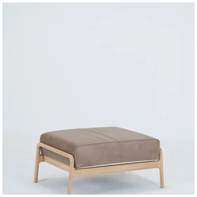 Светлокафява табуретка от биволска кожа с масивна дъбова конструкция Fawn - Gazzda