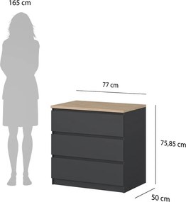 Тъмносив скрин 77x76x50 cm Naia – Tvilum