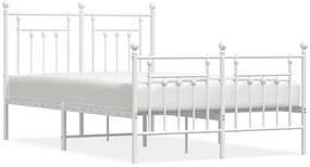 353603 vidaXL Метална рамка за легло с горна и долна табла, бяла, 135x190 см