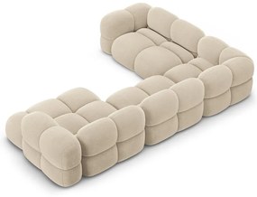 Бежов кадифен ъглов диван (ляв ъгъл/U форма) Loretto – Cosmopolitan Design