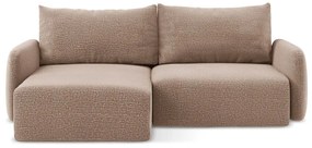 Светлокафяв разтегателен ъглов диван с място за съхранение (ляв ъгъл) Kalena – Makamii