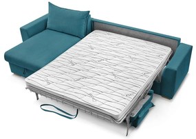 Син разтегателен ъглов диван от рипсено кадифе (променлив) Augustin – Bobochic Paris