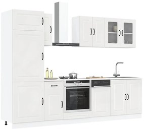 3314793 vidaXL Комплект кухненски шкафове от 8 части "Kalmar" с висок гланц, бяло инженерно дърво