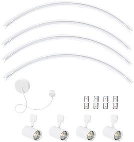 Модерна релсова система за осветление с 4 прожектора бели 1-фазни кръгла - Iconic Jeana