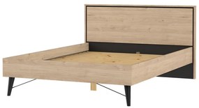 Двойно легло от дъбов декор с включена подматрачна рамка в естествен цвят 140x200 cm Ry – Tvilum