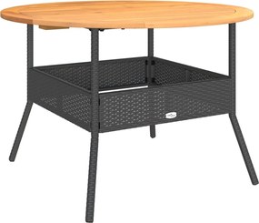 368625 vidaXL Градинска маса с дървен плот акация черна Ø110x71 см полиратан