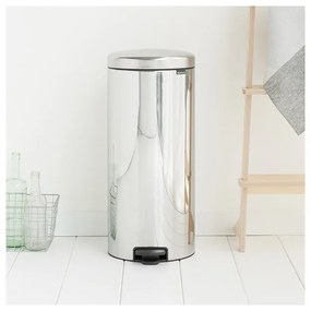 Кош за боклук с педал Brabantia NewIcon 649064, 30 л, Плавно затваряне, Противоплъзгаща основа, Метална вътрешна кофа, Инокс