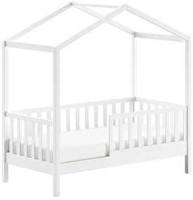 Бяло къща детско легло 70x140 cm от масивен бор с включена подматрачна рамка DALLAS – Vipack