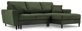 Зелен разтегателен ъглов диван с място за съхранение от рипсено кадифе (десен ъгъл) Kyoto – Cosmopolitan Design