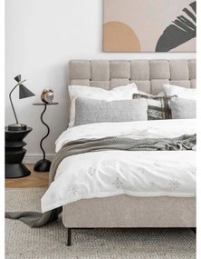 Бежово тапицирано двойно легло с включена подматрачна рамка 180x200 cm Eve – Miuform