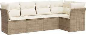 3217598 vidaXL Градински комплект диван с възглавници 5 части бежов полиратан