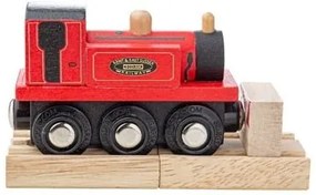 Bigjigs - Дървен локомотив - Червен парен локомотив Териер