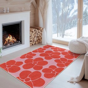 Червено-розова пътека подходяща за пране 80x200 cm Poppy Fields – Mila Home