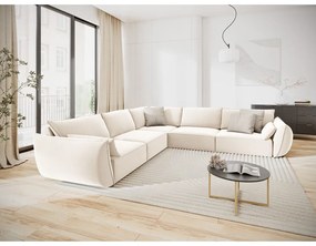 Бежов кадифен ъглов диван Vanda – Mazzini Sofas