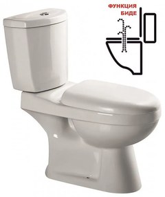Моноблок ICC 7076 S, седалка и капак, порцелан, бял, с функция биде, 76.5x70x38.5см