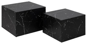 Черни масички за кафе в комплект от 2 бр. от декор от мрамор 58x58 cm Dice – Actona