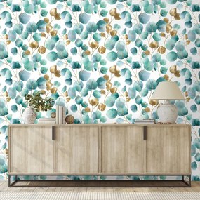 Фототапет – Златни и тюркоазени листа