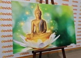 Картина на платно – Златен Буда върху лотосов цвят