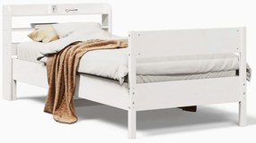 3306949 vidaXL Рамка за легло без матрак, бял, 90x190 см, борово дърво масив