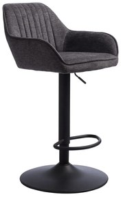 Тъмносив тапициран бар стол с регулируема височина/с подлакътници (височина на седалката 65 cm) Nolan – Unique Furniture