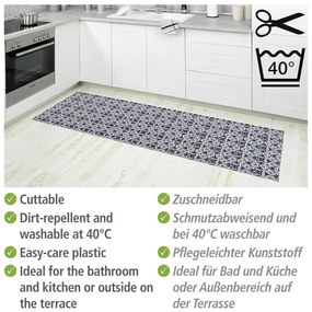 Бяло и синьо пластмасово килимче за баня 65x200 cm Murcia - Wenko