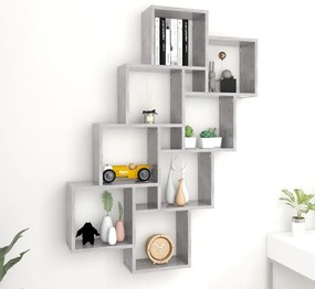 807182 vidaXL Стенен кубичен рафт, бетонно сив, 90x15x119 см, инженерно дърво