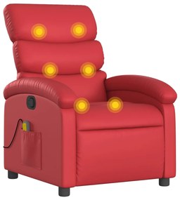 371725 vidaXL Масажен реклайнер стол, червен, изкуствена кожа