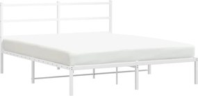 355417 vidaXL Метална рамка за легло с горна табла, бяла, 160x200 см