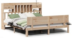 3322698 vidaXL Легло с етажерка за книги, без матрак, 180x200 см, бор масив