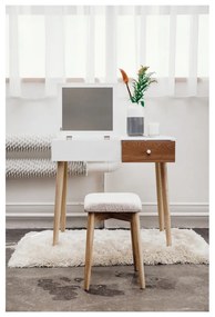 Бяла тоалетка с огледало, кутия за бижута и табуретка Beauty - Bonami Essentials