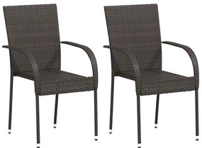 44237 vidaXL Стифиращи външни столове, 2 бр, полиратан, кафяви