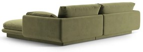 Светлозелен кадифен ъглов диван (ляв ъгъл) Torino – Micadoni