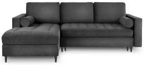 Тъмно сиво кадифено ъглово канапе , ляв ъгъл Santo - Milo Casa