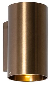 Модерна стенна лампа тъмно бронзова кръгла 2-светлина - Sandy