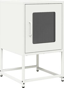 853331 vidaXL Нощно шкафче бяло 36x39x60,5 cm Студено валцувана стомана