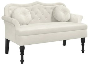 372147 vidaXL Пейка с възглавници, кремава, 120,5x65x75 см, кадифе