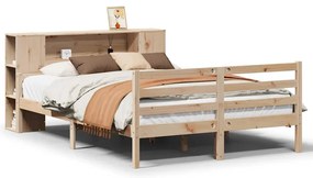 3322207 vidaXL Легло с етажерка за книги, без матрак, 160x200 см, бор масив