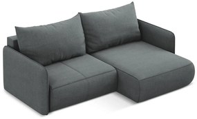 Сив разтегателен ъглов диван с място за съхранение (десен ъгъл) Nanea – Makamii