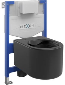Mexen комплект за вграждане WC стелаж Fenix XS-F с тоалетна чиния София, черен мат - 6803354XX85