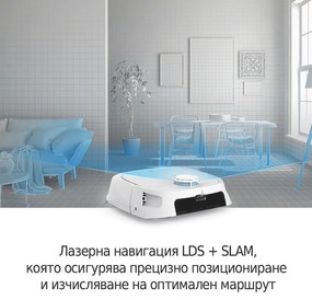 Прахосмукачка робот Tecbot M1, Li-ion 5200 mAh, 4000 Pa, 0.5 l, HEPA, Wi-Fi, Автономност до 160 мин, Подомиячка със самопочистващ моп, Черен
