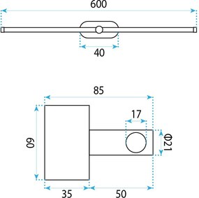Stenen LED aplik za banya APP1896-1W 60 cm BRUSH COPPER