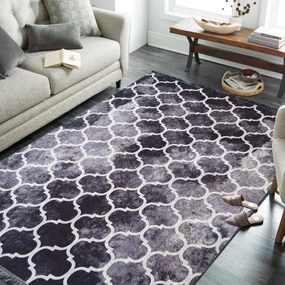 Черен противоплъзгащ килим с орнаменти Ширина: 160 см | Дължина: 220 см