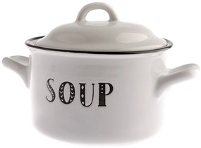 Бял керамичен съд с капак, 700 мл Soup – Dakls