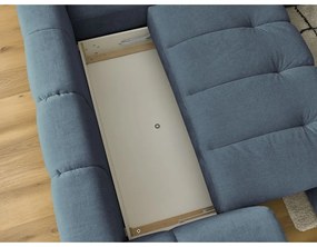 Син сгъваем/с място за съхранение ъглов диван (десен ъгъл/L форма) Fuji – Bobochic Paris