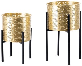 Комплект от 2 стойки за саксии в златисто, височина 38 cm Glissy - Mauro Ferretti