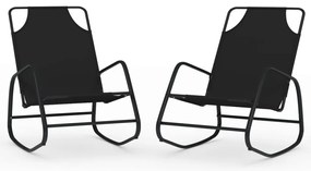 318140 vidaXL Люлеещи се шезлонги, 2 бр, черни, стомана и textilene